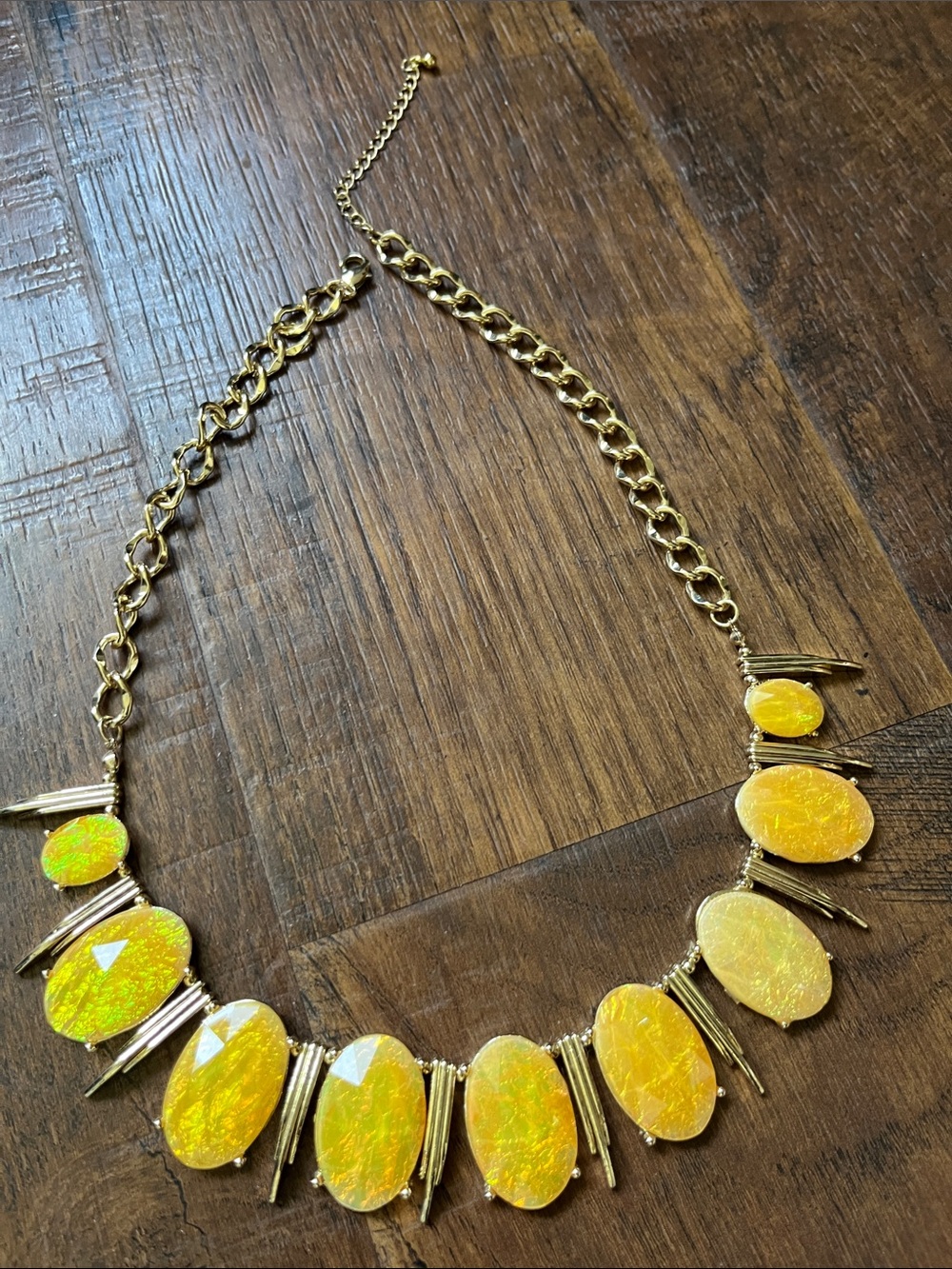 Gold-Tone Yellow Opal Statement Necklace